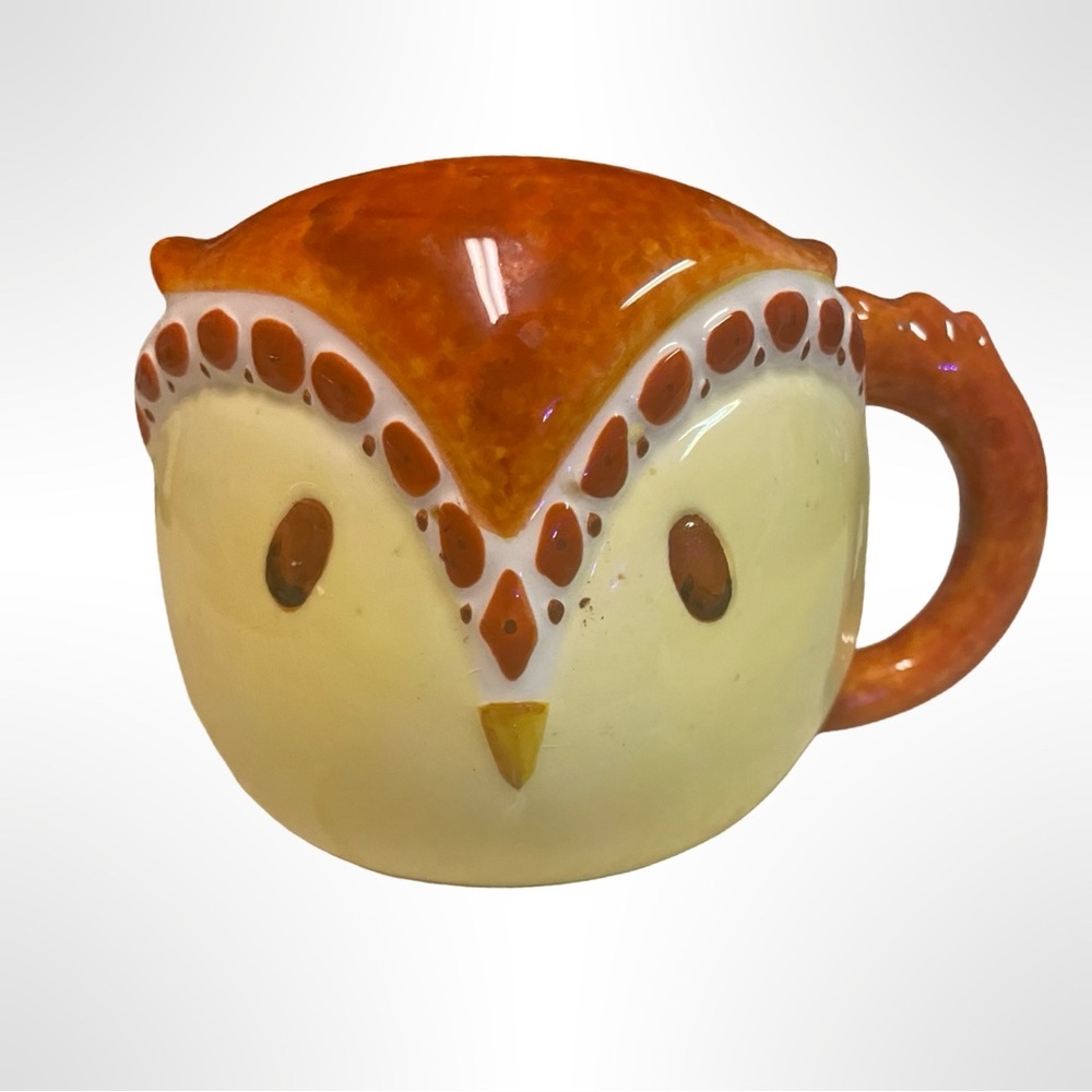 Sur La Table Owl Ceramic Mug - Orange‎ and Cream